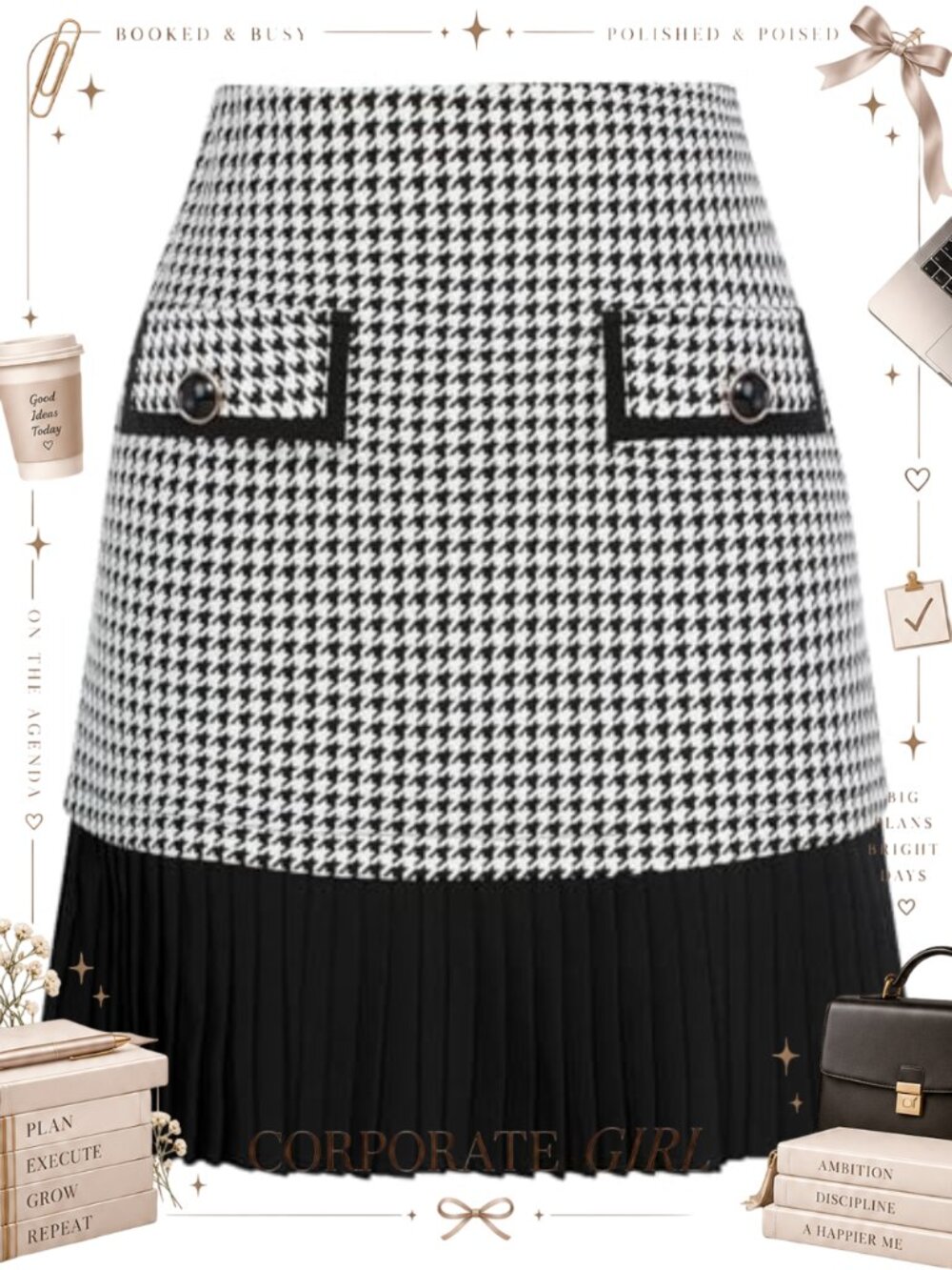 High Waist Pleated A-Line Mini Skirt Polyester Viscose Elastane